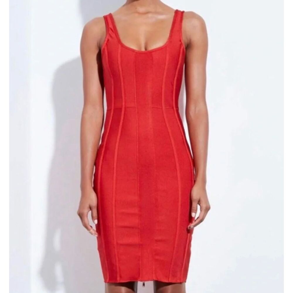 Missguided Peace + Love Sleeveless Bandage Midi Dress Size 6 Red
